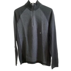 Eddie Bauer Mr Talus quarter zip textured wool blend mock neck men’s S gray